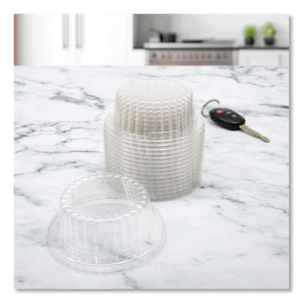 Flat-Top Dome PET Plastic Lids, For 6 oz to 10 oz Containers, 3.96" Diameter x 1.25" h, Clear, 1,000/Carton