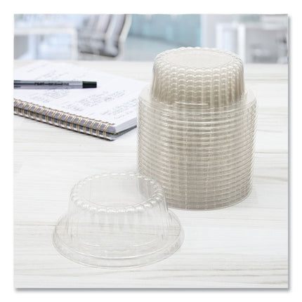 Flat-Top Dome PET Plastic Lids, For 6 oz to 10 oz Containers, 3.96" Diameter x 1.25" h, Clear, 1,000/Carton