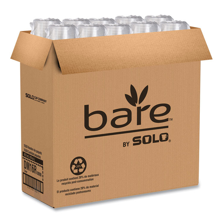 Bare Eco-Forward RPET Deli Containers, ProPlanet Seal, 16 oz, 4.6" Diameter x 3" h, Clear, Plastic, 500/Carton