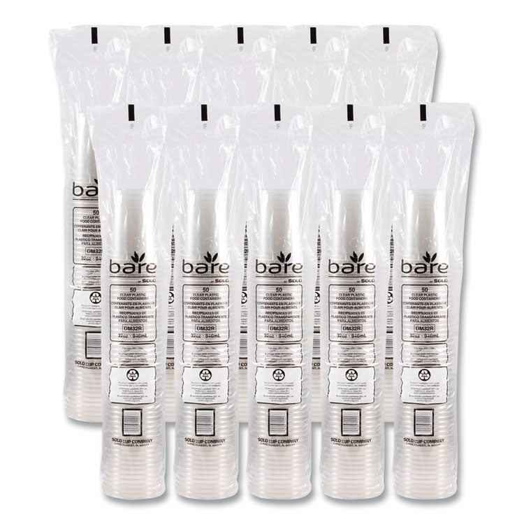 Bare Eco-Forward RPET Deli Containers, ProPlanet Seal, 32 oz, Clear, Plastic, 50/Pack, 10/Carton