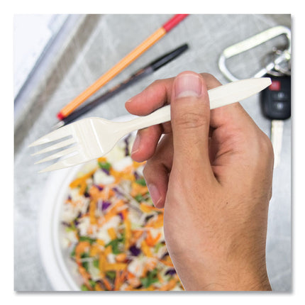 Regal Mediumweight Cutlery, Full-Size, Fork, Plastic, White, 1,000/Carton