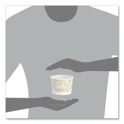 Double Poly Paper Food Containers, 12 oz, 3.6" Diameter x 3.3" h, Symphony Design, 25/Pack, 20 Packs/Carton