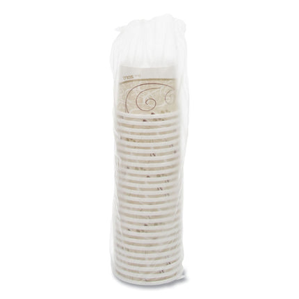 Double Poly Paper Food Containers, 12 oz, 3.6" Diameter x 3.3" h, Symphony Design, 25/Pack, 20 Packs/Carton