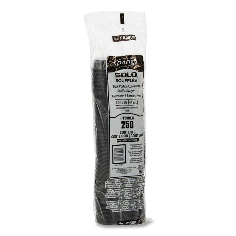 Portion Containers, 1.5 oz, Plastic, Black, 250/Bag, 10 Bags/Carton