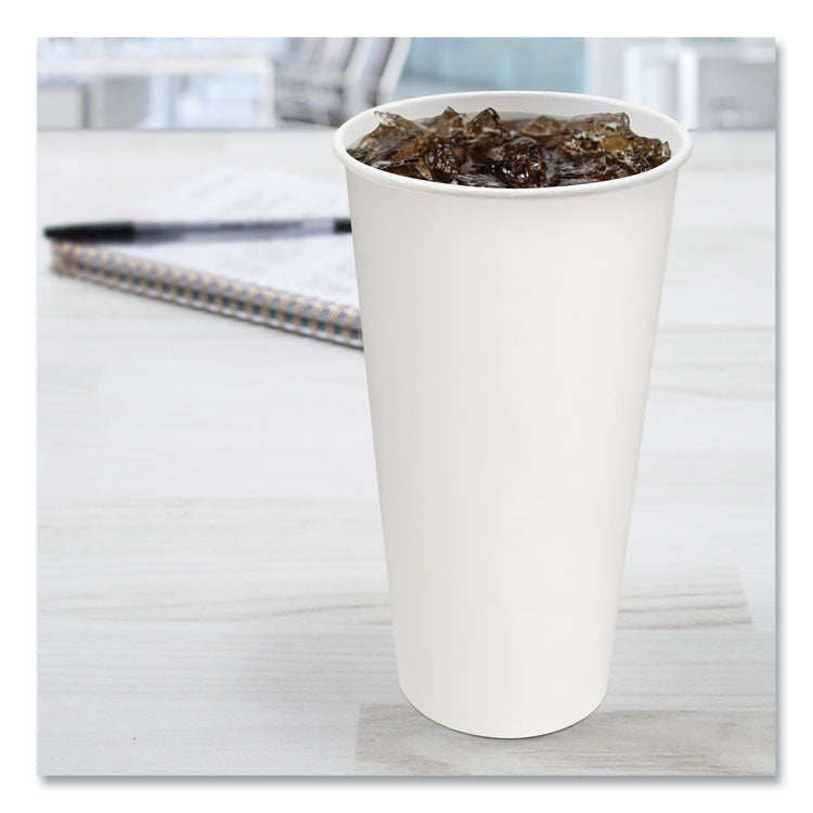 Double-Sided Poly (DSP) Paper Cold Cups, 21 oz, White, 1,000/Carton
