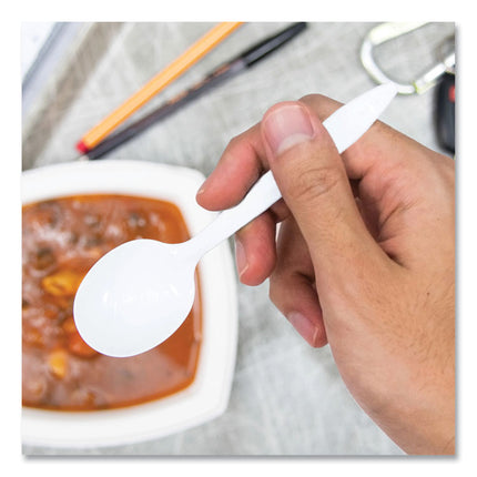 Style Setter Mediumweight Plastic Utensils, Soup Spoon, White, 1,000/Carton