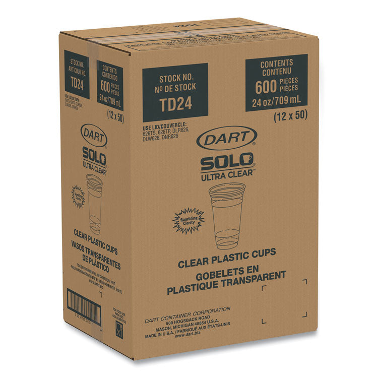 Ultra Clear PET Cold Cups, 24 oz, Plastic, Clear, 50/Sleeve, 12 Sleeves/Carton