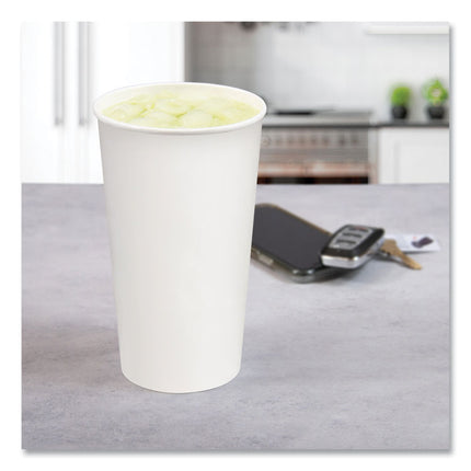 Double Sided Poly (DSP) Paper Cold Cups, 44 oz, White, 500/Carton