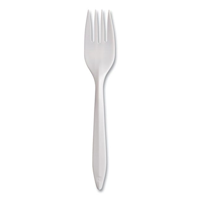 Regal Mediumweight Cutlery, Full-Size, Fork, Plastic, White, 1,000/Carton