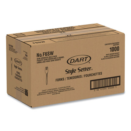 Regal Mediumweight Cutlery, Full-Size, Fork, Plastic, White, 1,000/Carton