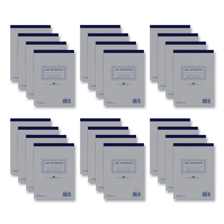 Lab and Science Two-Part Carbonless Notepad, Quad Rule (4 sq/in), Gray Cover, (50) 8.5 x 11 White/Blue Sets, 24/Carton