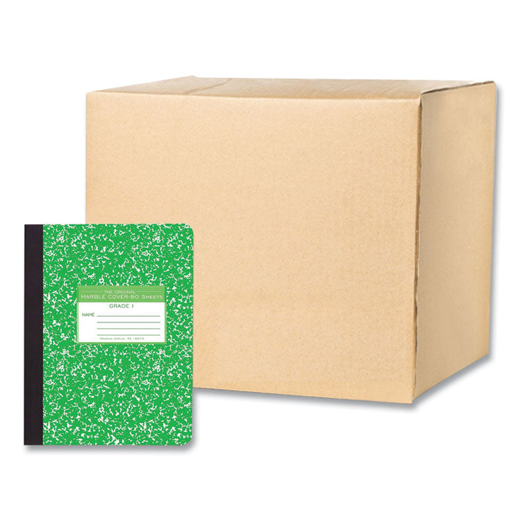 Grade School Ruled Composition Book, Grade 1 Manuscript Format, Green Marble Cover, (80) 9.75 x 7.5 Sheets, 48/Carton
