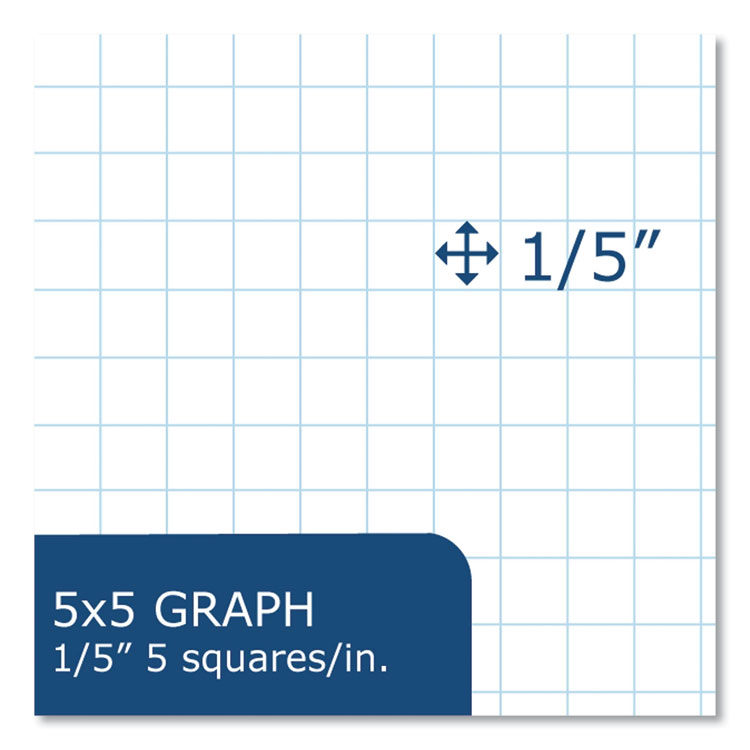 Gummed Pad, 5 sq/in Quadrille Rule, 50 White 8.5 x 11 Sheets, 72/Carton