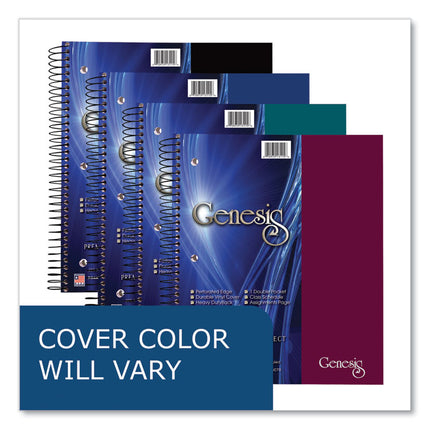 Genesis Notebook, 5-Subject, Medium/College Rule, Randomly Assorted Cover Colors, (200) 11 x 9 Sheets, 12/Carton