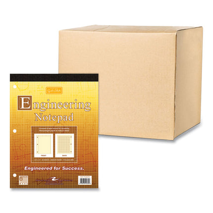 Covered Engineering Pad, 5 sq/in Quadrille Rule, 80 Buff 8.5 x 11 Sheets, 24/Carton