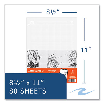 Whitelines Engineering Pad, 5 sq/in Quadrille Rule, 80 Gray 8.5 x 11 Sheets, 24/Carton