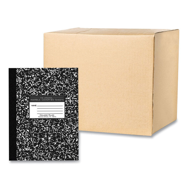 Flexible Cover Marble Composition Notebook, Medium/College Rule, Black Marble Cover, (80) 10.25 x 7.88 Sheets, 48/Carton