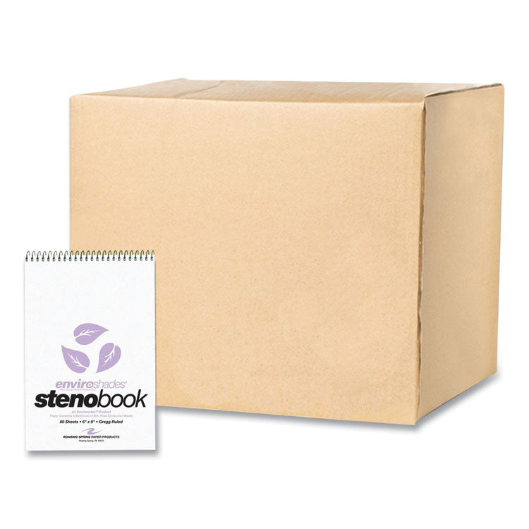 EnviroShades Steno Pad, Gregg Rule, White Cover, 80 Orchid 6 x 9 Sheets, 24 Pads/Carton