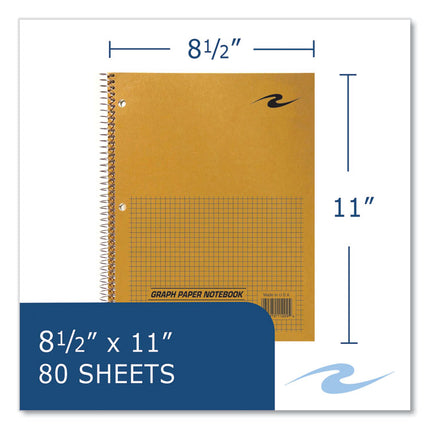 Lab and Science Wirebound Notebook, Quadrille Rule (5 sq/in), Brown Cover, (80) 11 x 8.5 Sheets, 24/Carton