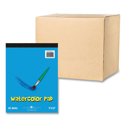Kids Art Watercolor Notepad, 25 White 9 x 12 Sheets, 24/Carton