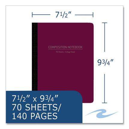 Poly Flex Composition Notebook, Medium/College Rule, Randomly Assorted Cover Colors (Set 1), (70) 9.75 x 7.5 Sheets, 24/CT