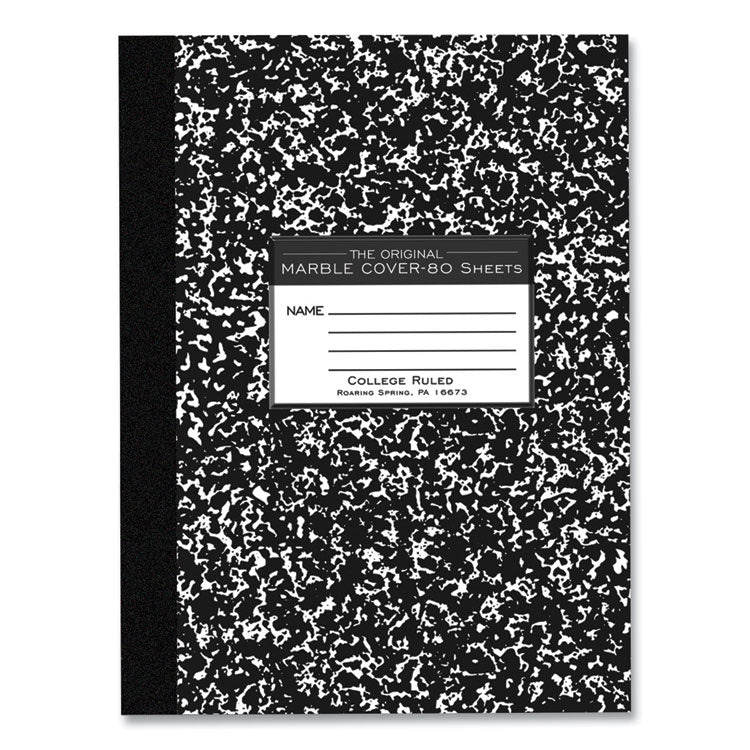 Flexible Cover Marble Composition Notebook, Medium/College Rule, Black Marble Cover, (80) 10.25 x 7.88 Sheets, 48/Carton