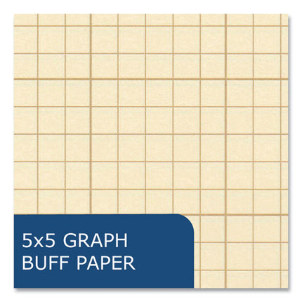 Covered Engineering Pad, 5 sq/in Quadrille Rule, 80 Buff 8.5 x 11 Sheets, 24/Carton