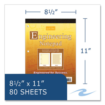 Covered Engineering Pad, 5 sq/in Quadrille Rule, 80 Buff 8.5 x 11 Sheets, 24/Carton