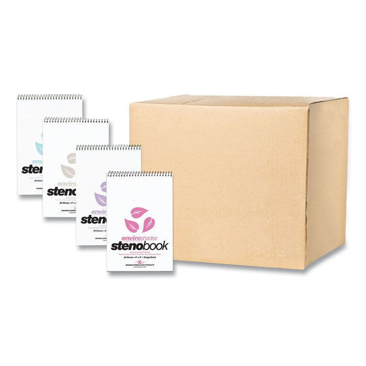 EnviroShades Steno Pad, Gregg Rule, White Cover, 80 Assorted Color 6 x 9 Sheets, 24 Pads/Carton