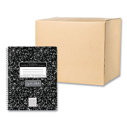 Spring Signature Composition Notebook, Quadrille Rule (5 sq/in), Black Marble Cover, (70) 9.75 x 7.5 Sheets, 24/Carton