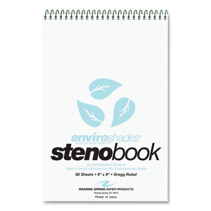 EnviroShades Steno Pad, Gregg Rule, White Cover, 80 Blue 6 x 9 Sheets, 24 Pads/Carton