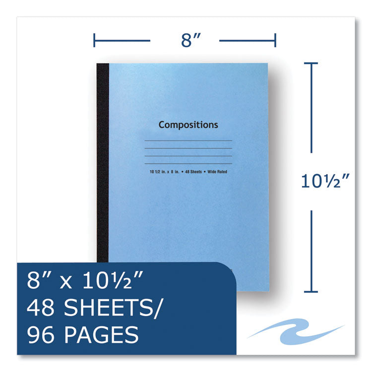 Flexible Cover Composition Notebook, Wide/Legal Rule, Blue Cover, (48) 10.5 x 8 Sheets, 72/Carton