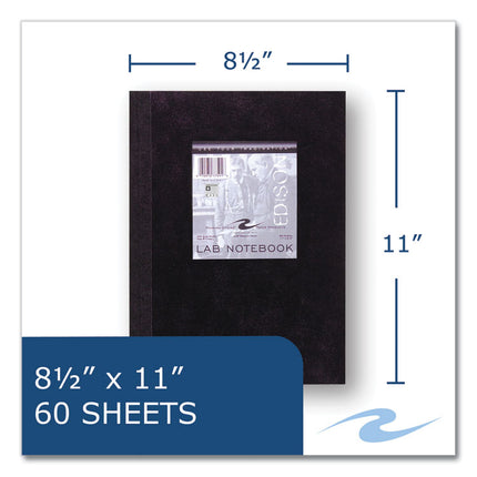 Lab and Science Black Notebook, Quadrille Rule (5 sq/in), Black Cover, (60) 11 x 8.5 Sheets, 24/Carton