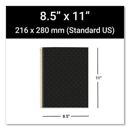 MR M Fashion Notebook, 4-Subject, Medium/College Rule, Black/Gold Cover, (120) 11 x 8.5 Sheets, 5/Carton