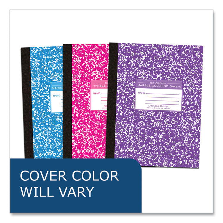 Flexible Cover Marble Composition Book, Medium/College Rule, Randomly Assorted Cover Colors, (80) 10.25 x 7.88 Sheets, 48/CT