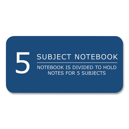 Wirebound Notebook with Tabs, 5-Subject, Medium/College Rule, Randomly Assorted Cover Colors, (200) 11 x 8.5 Sheets, 12/CT