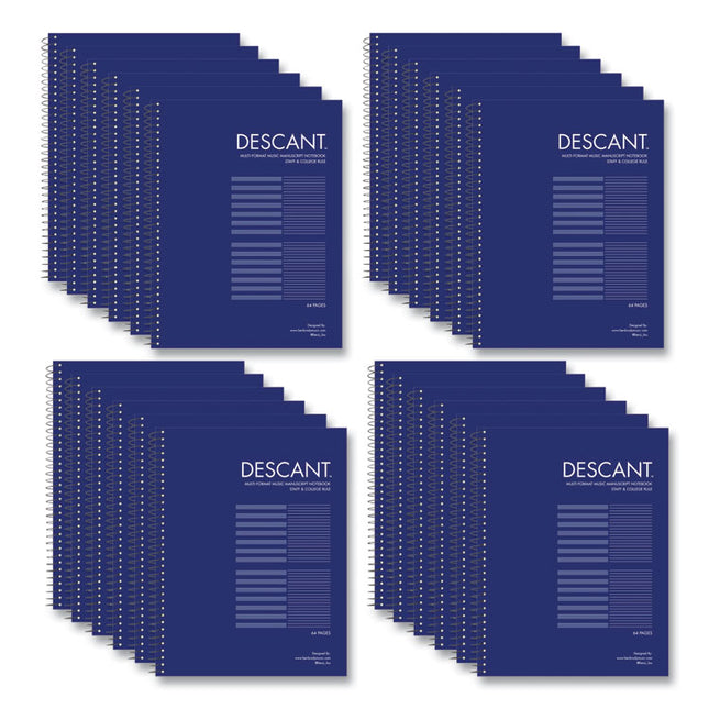 Music Notebook, Two-Column Format: Music Transcription and Medium/College Rule, Blue Cover, (32) 11 x 8.5 Sheets, 24/Carton
