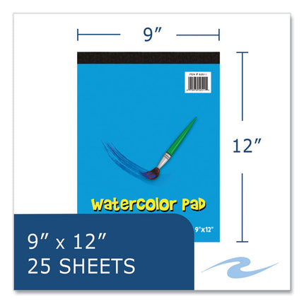 Kids Art Watercolor Notepad, 25 White 9 x 12 Sheets, 24/Carton