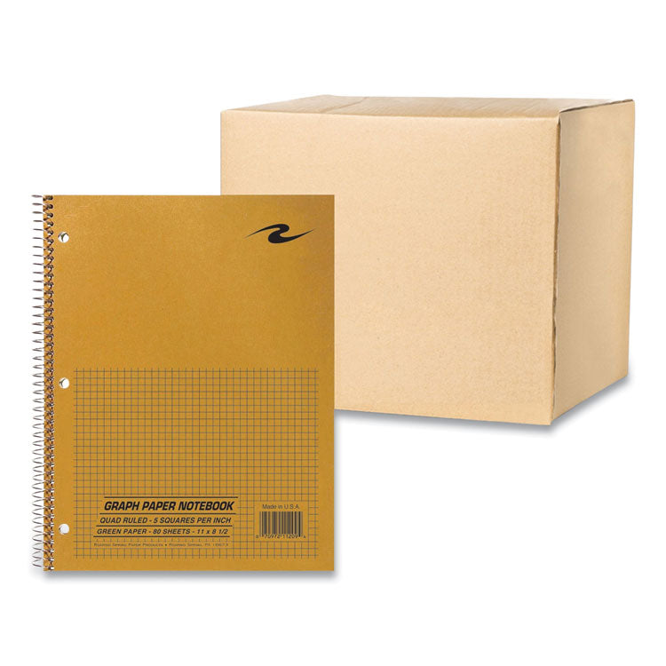 Lab and Science Wirebound Notebook, Quadrille Rule (5 sq/in), Brown Cover, (80) 11 x 8.5 Sheets, 24/Carton