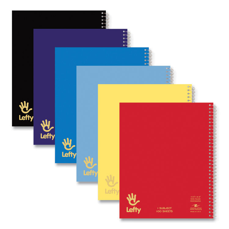 Lefty Notebook, 1-Subject, Wide/Legal Rule, Randomly Assorted Cover Colors, (100) 10.5 x 8.5 Sheets, 24/Carton