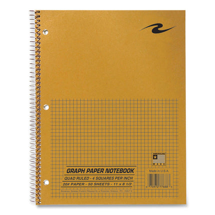 Lab and Science Wirebound Notebook, Quadrille Rule (4 sq/in), Brown Cover, (50) 11 x 8.5 Sheets, 24/Carton