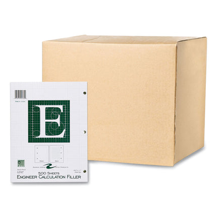 Engineer Filler Paper, 3-Hole, Frame Format/Quad Rule (5 sq/in, 1 sq/in) 500 Sheets/Pack, 5/Carton