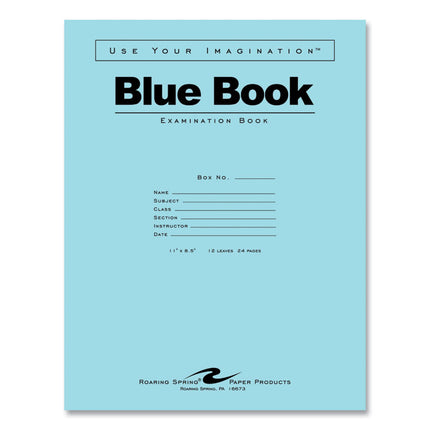Examination Blue Book, Wide/Legal Rule, Blue Cover, (12) 11 x 8.5 Sheets, 300/Carton