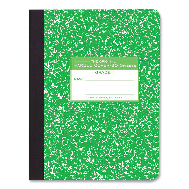 Grade School Ruled Composition Book, Grade 1 Manuscript Format, Green Marble Cover, (80) 9.75 x 7.5 Sheets, 48/Carton