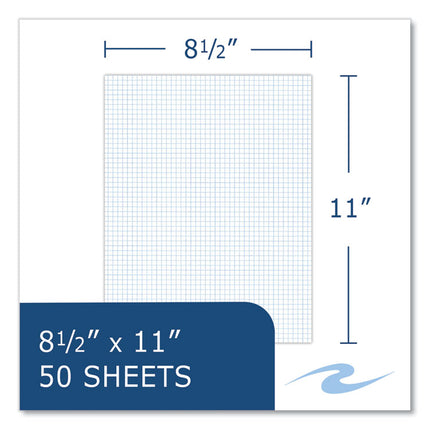 Gummed Pad, 5 sq/in Quadrille Rule, 50 White 8.5 x 11 Sheets, 72/Carton
