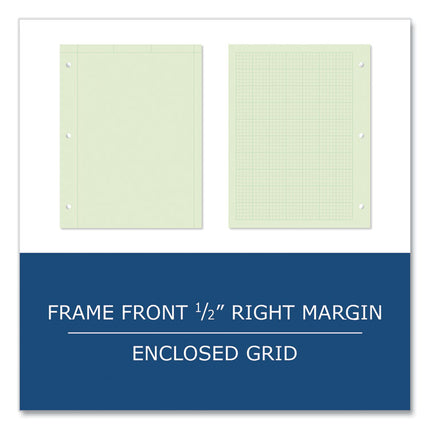 Engineer Pad, (0.5" Margins), Quad Rule (5 sq/in, 1 sq/in) 100 Light Green 8.5 x 11 Sheets/Pad, 24/Carton