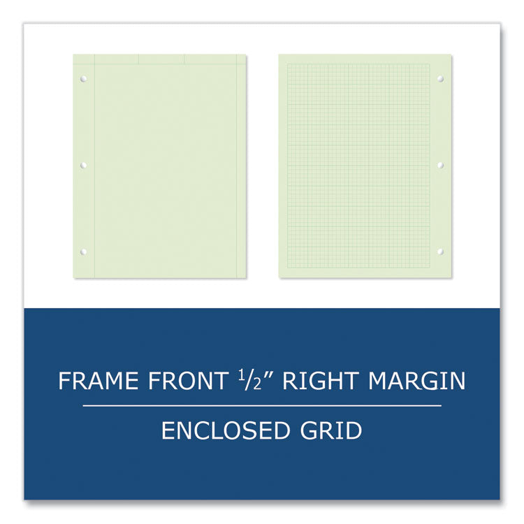 Engineer Pad, (0.5" Margins), Quad Rule (5 sq/in, 1 sq/in) 100 Light Green 8.5 x 11 Sheets/Pad, 24/Carton