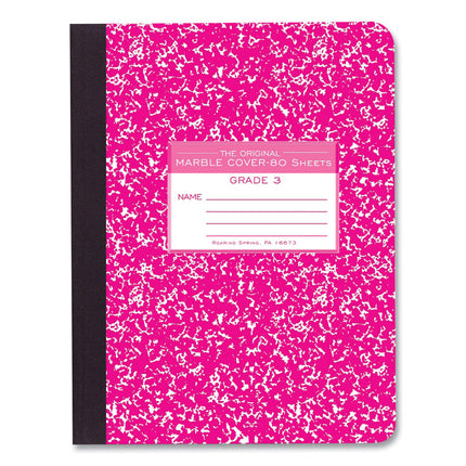 Grade School Ruled Composition Book, Grade 3 Manuscript Format, Magenta Marble Cover, (80) 9.75 x 7.5 Sheets, 48/Carton