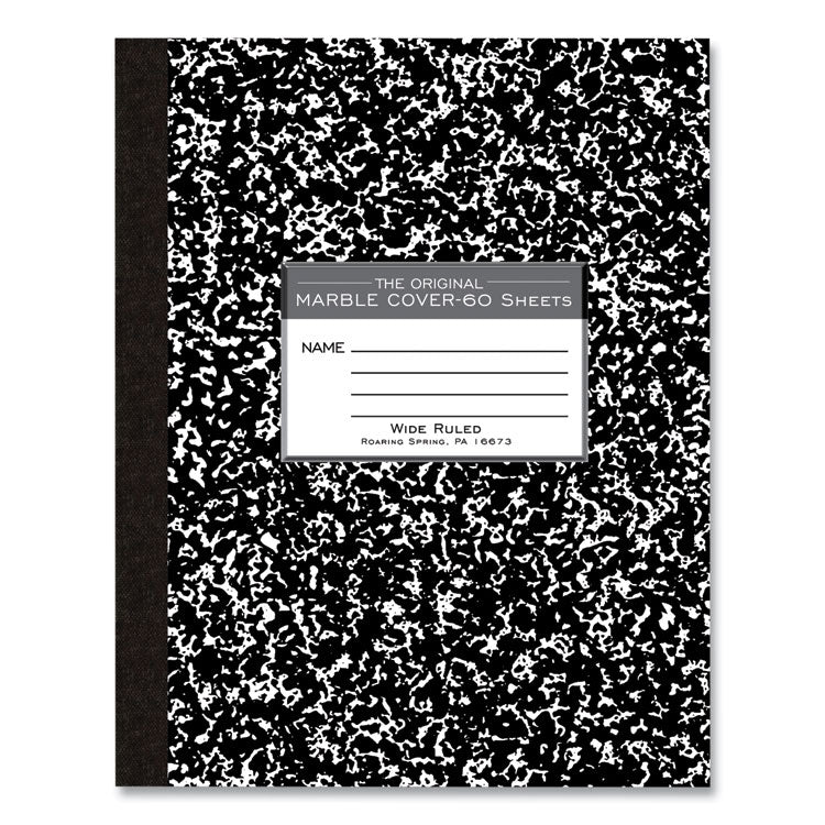 Flexible Cover Marble Composition Notebook, Wide/Legal Rule, Black Marble Cover, (60) 10 x 8 Sheets, 72/Carton