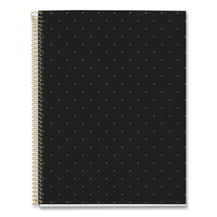 MR M Fashion Notebook, 4-Subject, Medium/College Rule, Black/Gold Cover, (120) 11 x 8.5 Sheets, 5/Carton